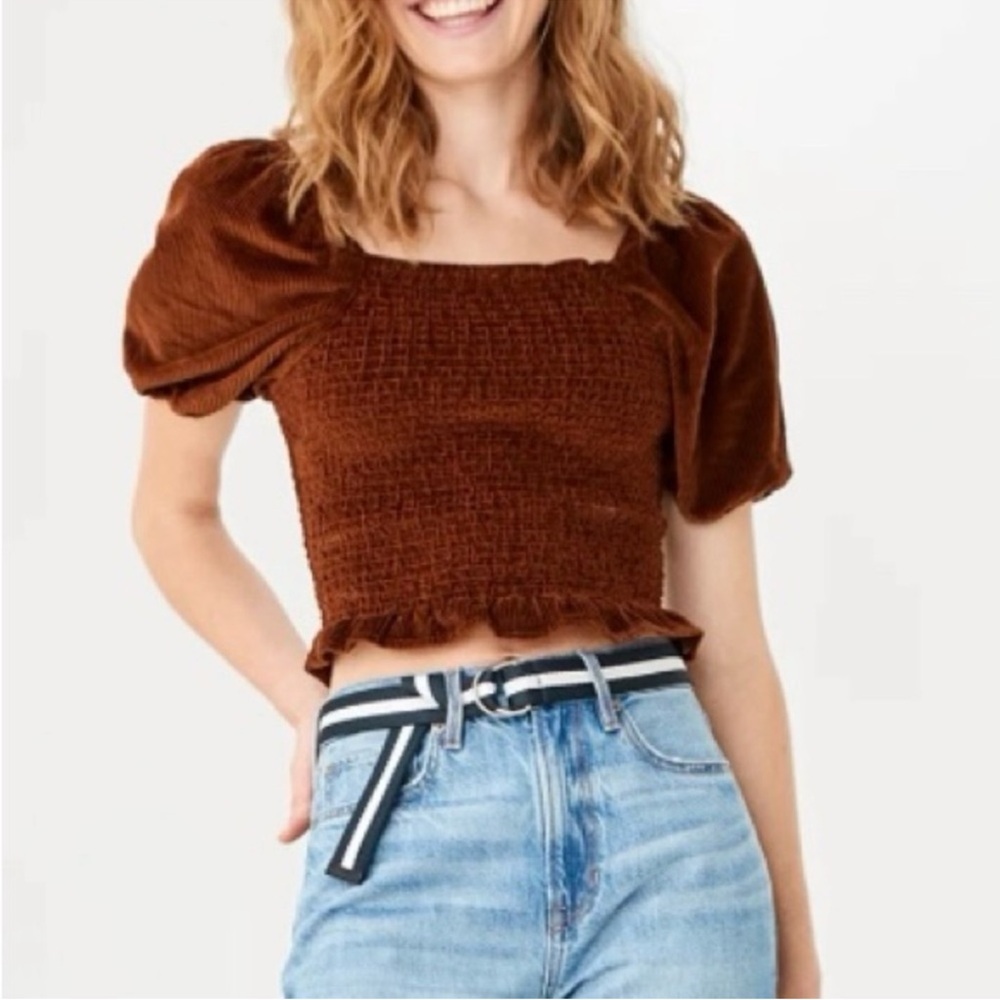NWT American Eagle Women's Brown Corduroy Crop-Top